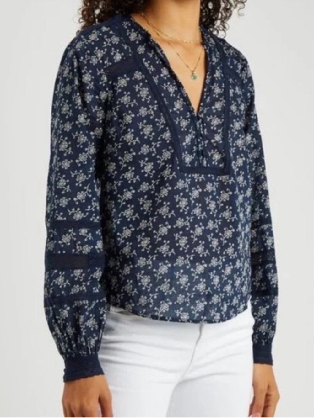 Veronica Beard Kent Floral Embroidered Long-Sleeve Top Size 0